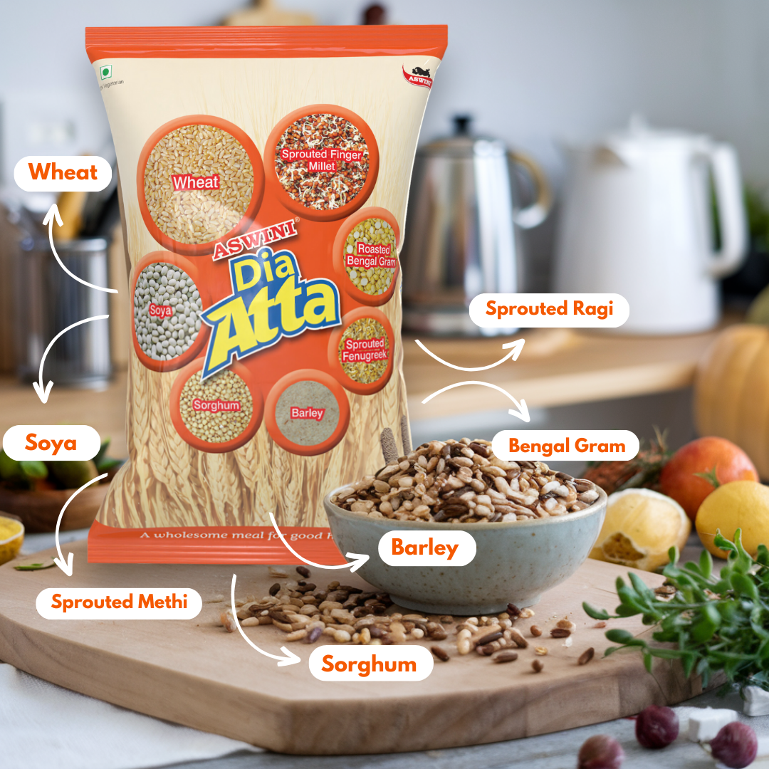 Aswini Dia Multigrain Atta with 7 Wholesome Grains - Made for Diabetic Patients