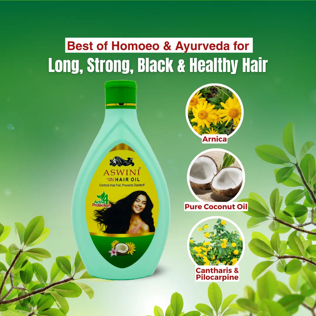 Aswini Homeo Hair Oil - Controls Hair Fall & Dandruff