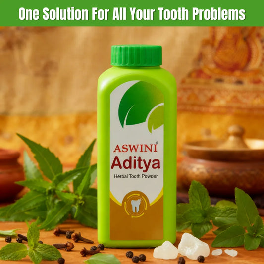 Aditya Herbal Tooth Powder – Ayurvedic Oral Care for Gum Health, Fresh Breath & Natural Smile 🌿✨