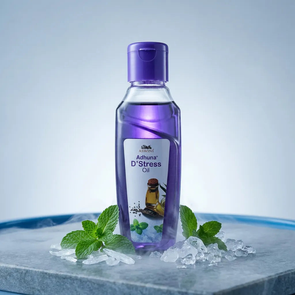 Aswini Adhuna D'Stress Oil | Cooling Ayurvedic Relaxation & Sleep Oil